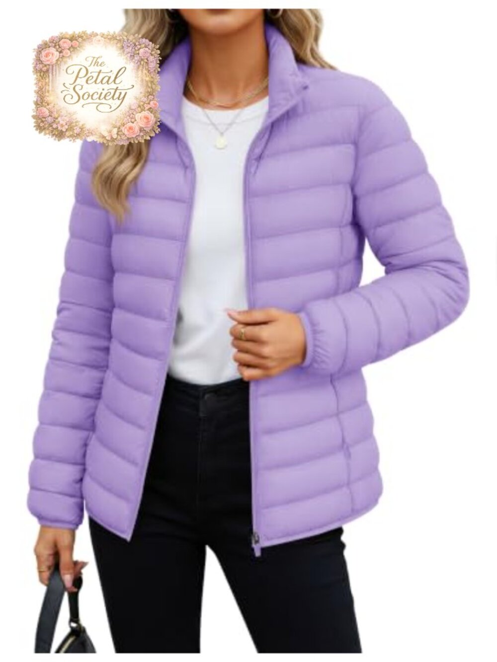 Women's Quilted Puffer Jacket Lightweight Nylon Padded Coat